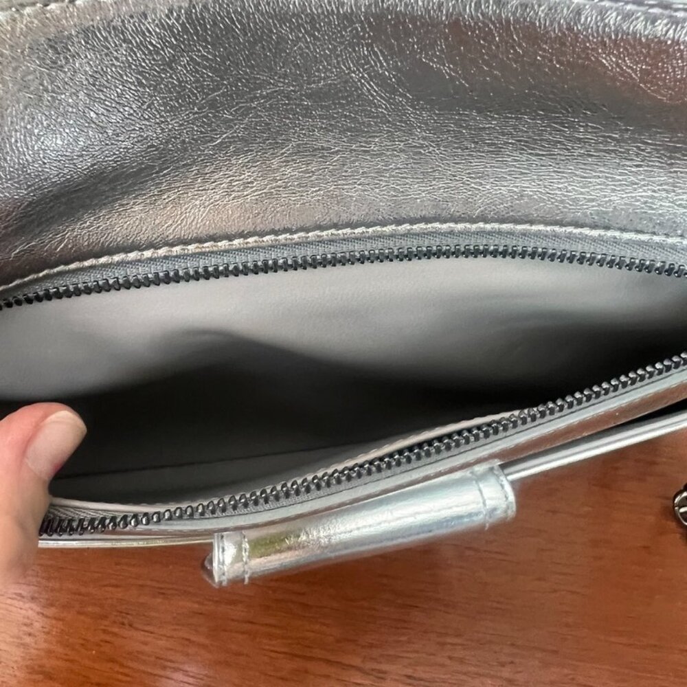 Christian Dior Silver Leather Clutch and Shoulder Bag Silvery - Picture 9 of 12